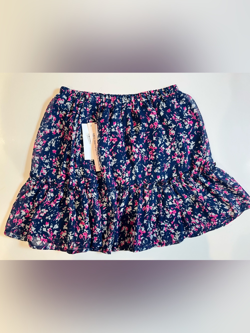 Aqua Navy Dress with Pink & White Floral Print